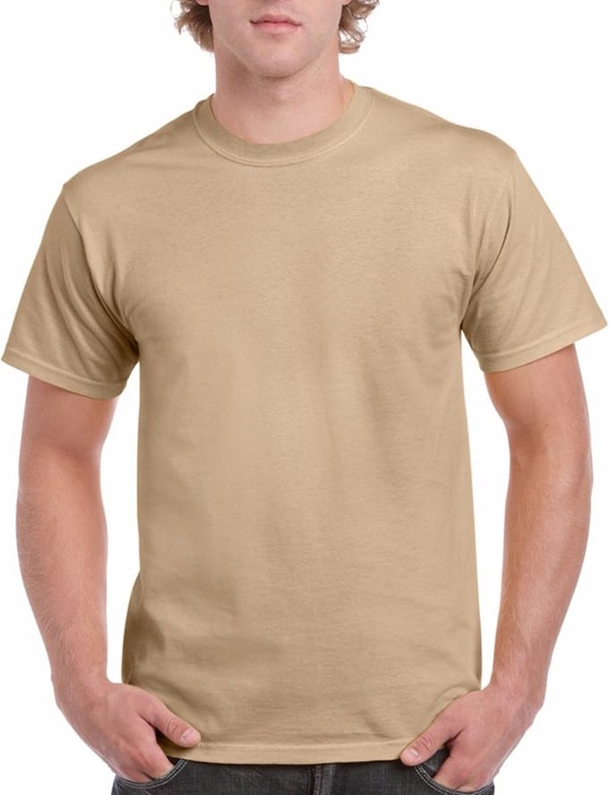 T-shirts beige voor heren - zware 200gr kwaliteit - Basic shirts - Katoen - Korte mouwen - Comfort pasvorm M