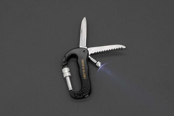 Iron & Glory Always Ready Deluxe Carabiner Tool - Black