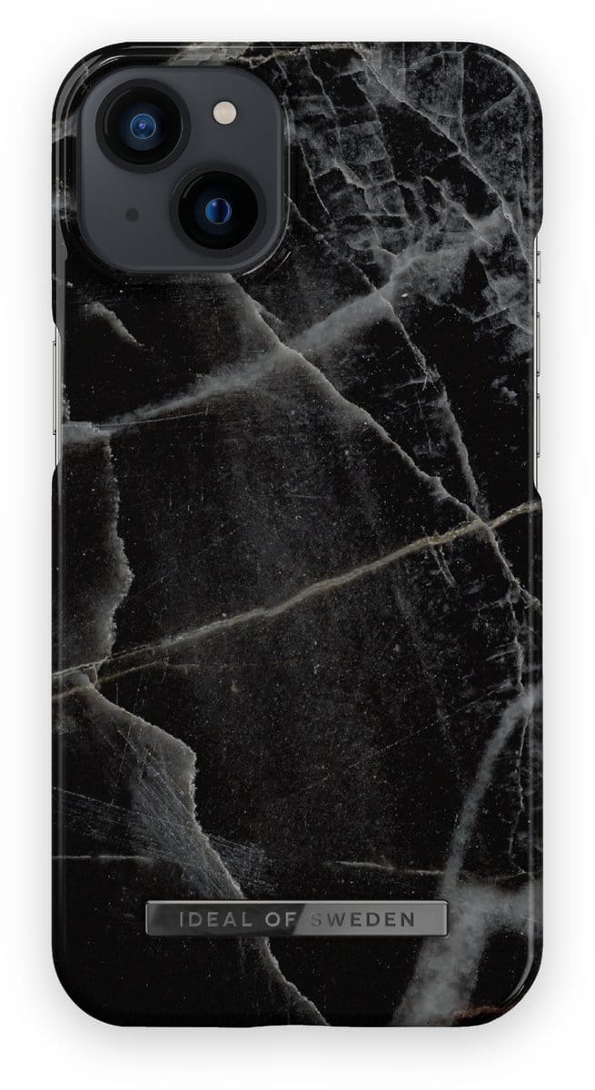 iDeal of Sweden  met magnetische ring iPhone 13 / 14 Black Thunder Marble