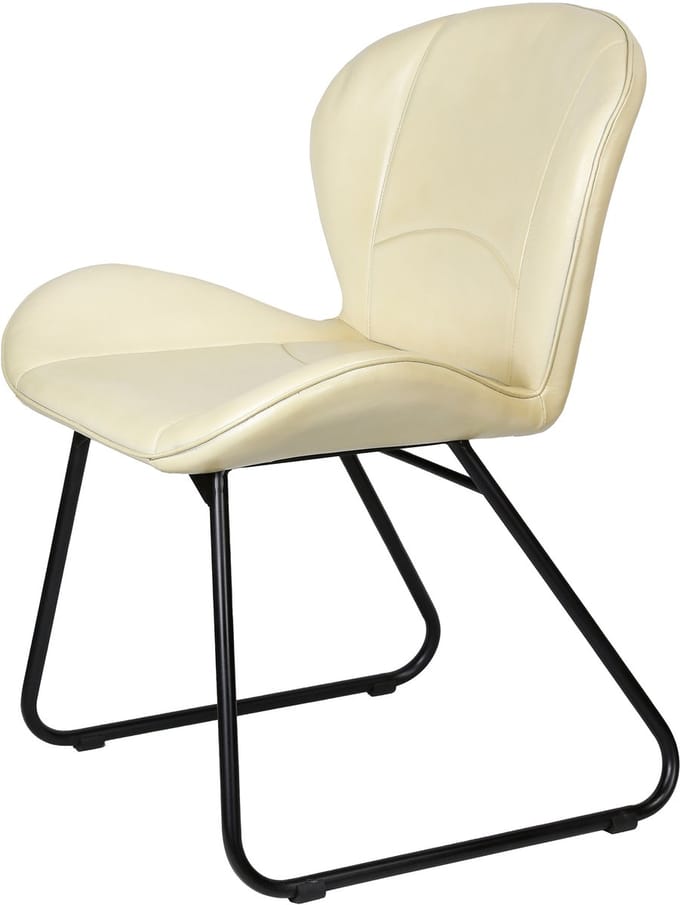 Moderne eetkamerstoelen van beige echt leer – comfortabele vergader- & bezoekersstoelen