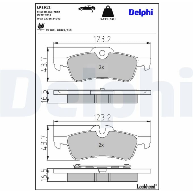 Remblokset DELPHI LP1912, achter