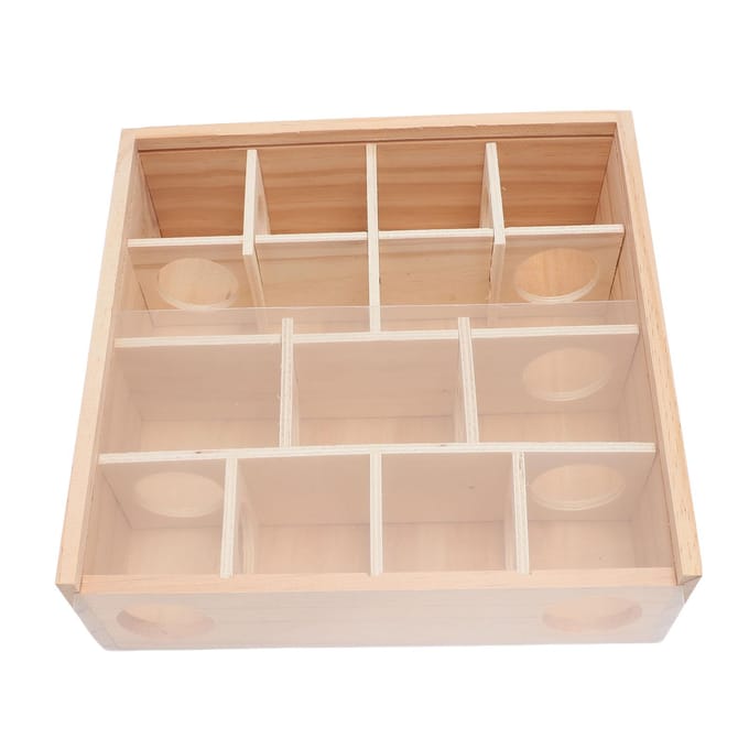 Houten Hamster Tunnel Doolhof met Deksel Interactief Hamster Schuilplaats Tunnel Verken Speelgoed voor beige