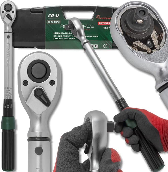 Rockforce Serie - Draaimomentsleutel - 20-120Nm - Antisliphandgreep - Inclusief Etui