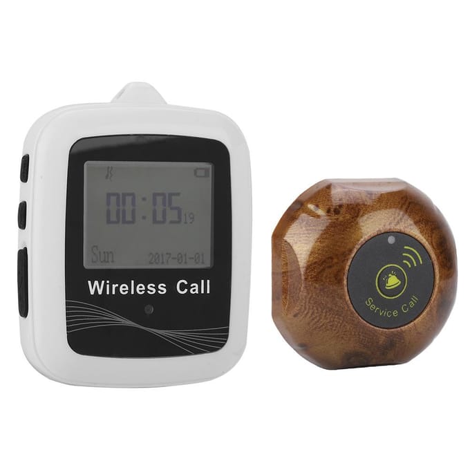 Draadloze Pager voor Verzorgers Restaurantsysteem 1 Mobiele Ontvanger+10 Waterdichte Pagers( US Plug gray