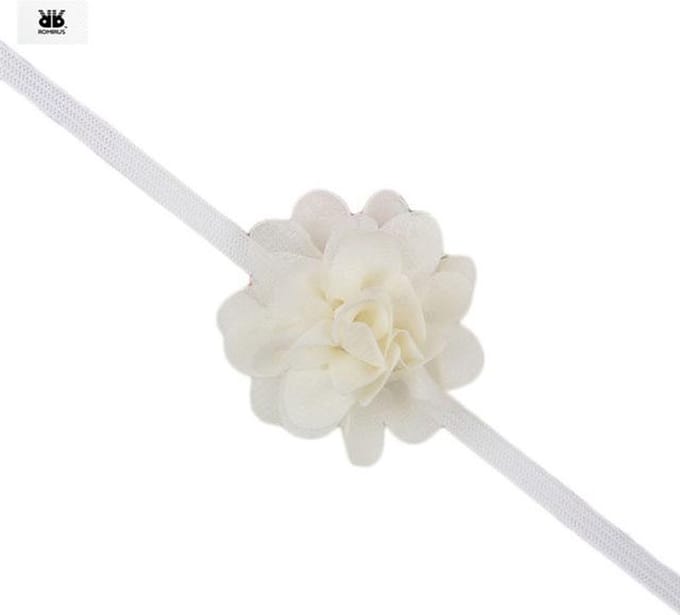 Haarband dun met Bloem - Creme