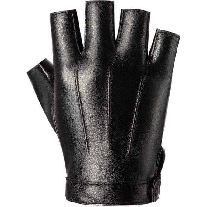 1 Paire de Gants en Cuir Sans Doigts Style Sport Décontracté, Mode Danse de Rue Pour Hommes one-size noir