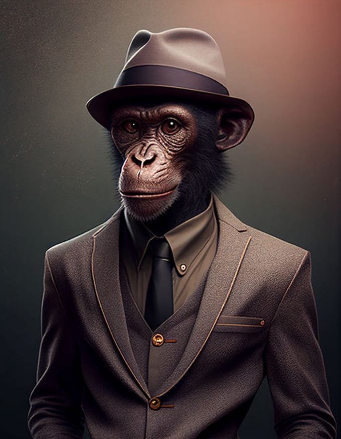AI - Woondecoratie - Poster - Dieren - Aap - Pak - 32 - 60 x 80 cm