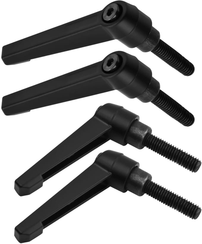 Dailygoods- Spanhendel Verstelbaar - Klemhendel Handvat - M8 Buitendraad - Koolstofstaal/Zinklegering - 4 Stuks - Lengte Greep 63 mm