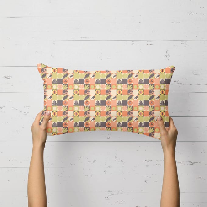 Orange Jurassic Park Rectangular Cushion 30x50 - Soft Touch
