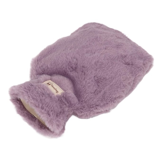 Bouillotte en peluche 1000 ml à large ouverture, texture antidérapante, avec housse lavable gris clair