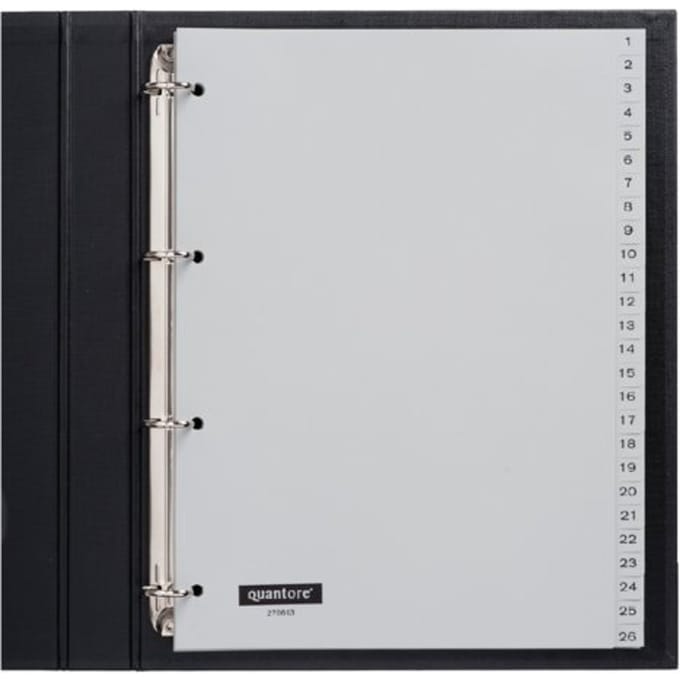 Quantore - Tabbladen - 4-gaats - 1-52 genummerd grijs - A4
