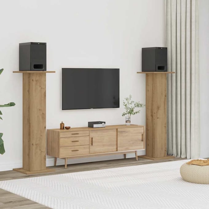 vidaXL - Speakerstandaards - 2 - st - 30x30x95 - cm - hout - artisanaal - eikenkleurig