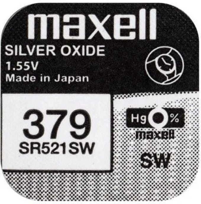 MAXELL 379 / SR521SW zilveroxide knoopcel horlogebatterij 2(twee) stuks