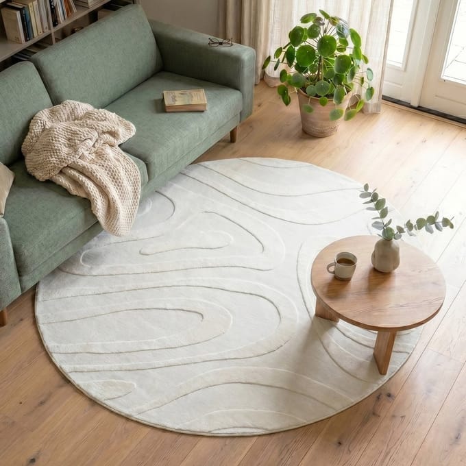 Fraai Rond Scandinavisch vloerkleed - Charm Shapes Wit - Ø 160cm