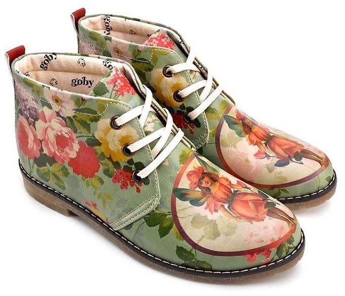 GOBY Vintage Bloom Enkel Laarzen – Handmade – Vegan Leer – Damesboots – Maat 42