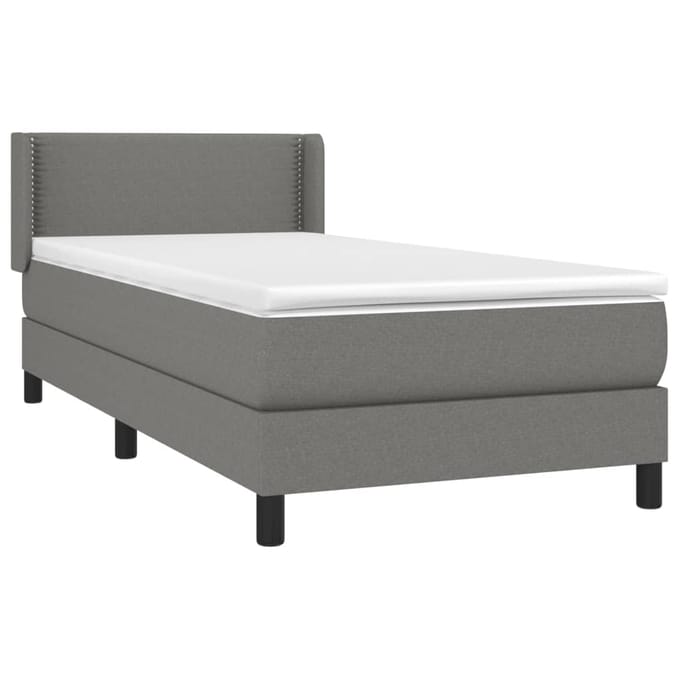 vidaXL - Boxspring - met - matras - stof - donkergrijs - 90x200 - cm