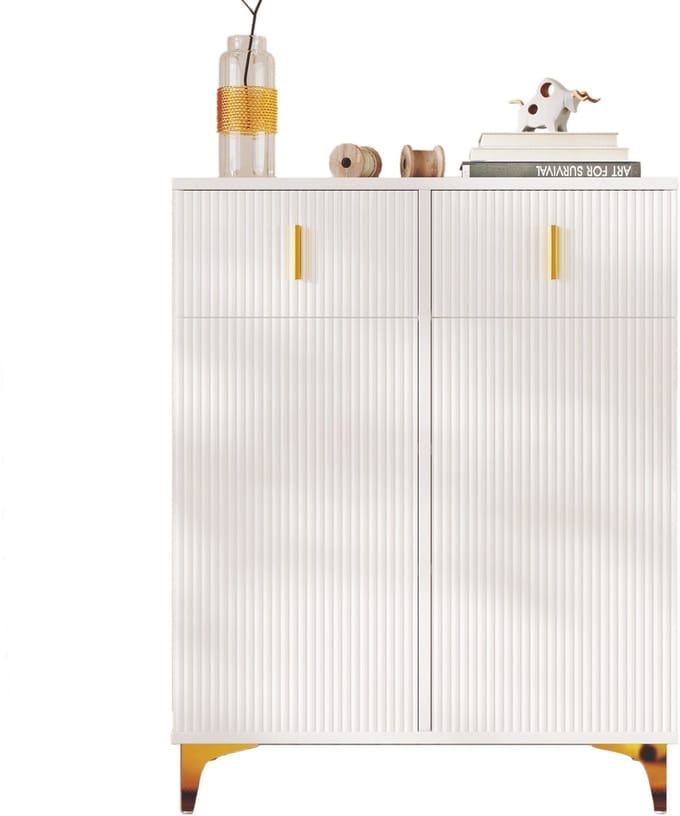 Sideboard - Elegant - Met Structuurpanelen - Verstelbare Planken - Vergulde Versieringen - Met Lades