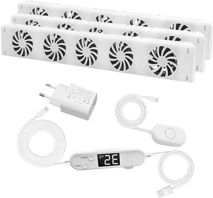 Radiatorventilator - Warmteverspreider - Energiebesparing - Automatische temperatuurregeling - 50 m³/h - Wit