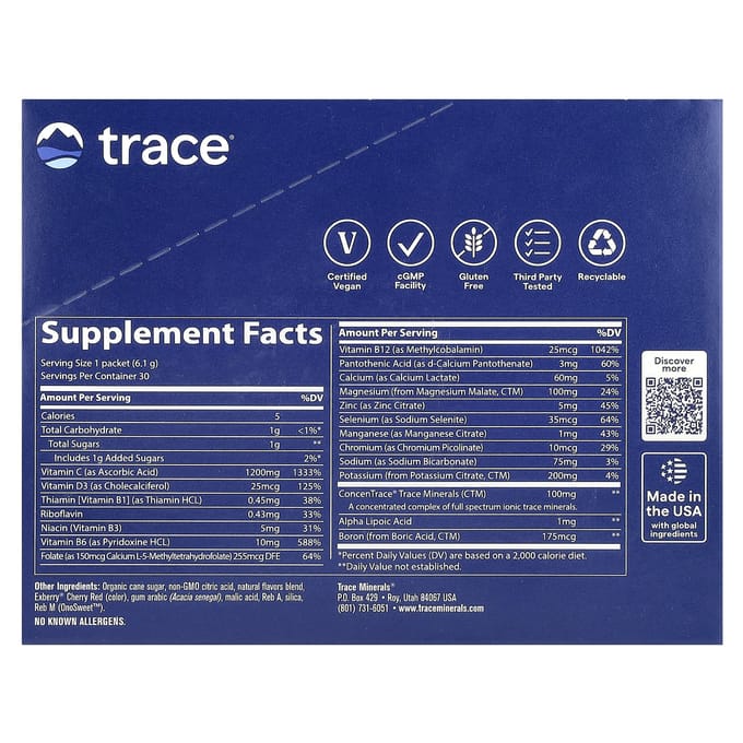 Trace, Power Pack, Cerise Citron Vert, 30 sachets, 0,22 oz (6,1 g) chaque