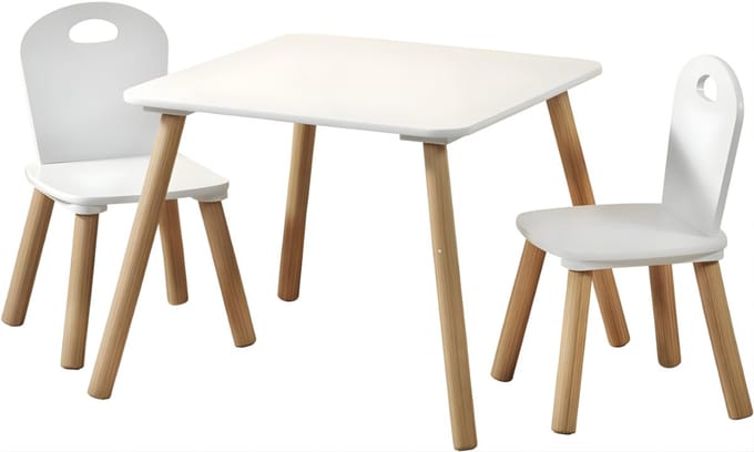 AHD® Kinderbureau - Kindertafel - Kinder Bureau - Bureau Meisje - Kinderbureau Met Stoel - Wit - 55cm x 55cm x 45cm