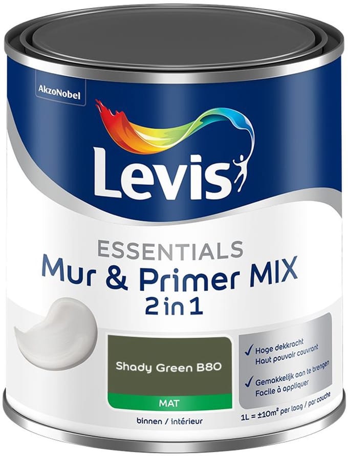 Levis - Essentials Mur & Primer Mix - Shady Green B80 - Mengverf - 1 L