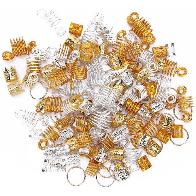 160 stuks Haarvlechtringen Dreadlocks Ring Holle Mode Haar Decoratie Accessoires beige