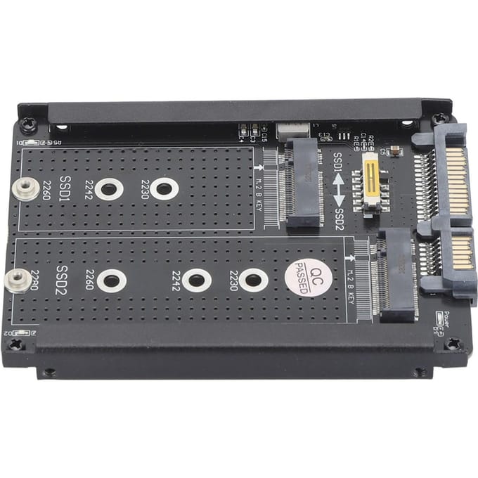 Boîtier pour disque dur SSD M.2 double NGFF BM Key, interface SATA III 6 Gbit/s, SATA 2,5 pouces gray
