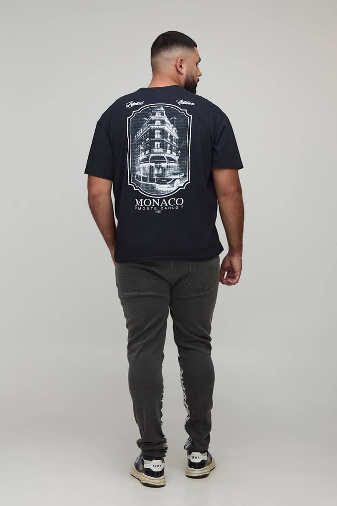 Plus Stacked Skinny Distressed Embroidered Gusset Jeans | Mid Grey | Size 54