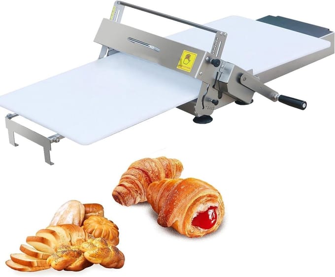 Deegroller - Vouwdeegrolmachine - Bakken - Instelbare Dikte - 400 mm - Zilver