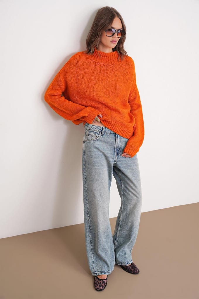 Relaxed Fit Crew Neck Dikke Gebreide Trui