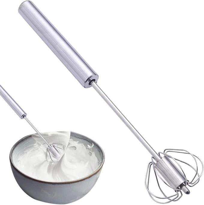Semi-Automatic Whisk - Rotating Semi-Automatic Egg Beater Whisk Hand Mixer, Kitchen Tools, Non-stick Whisk Blender Long Handle Egg Beater for Milkshakes, Whipped Cream