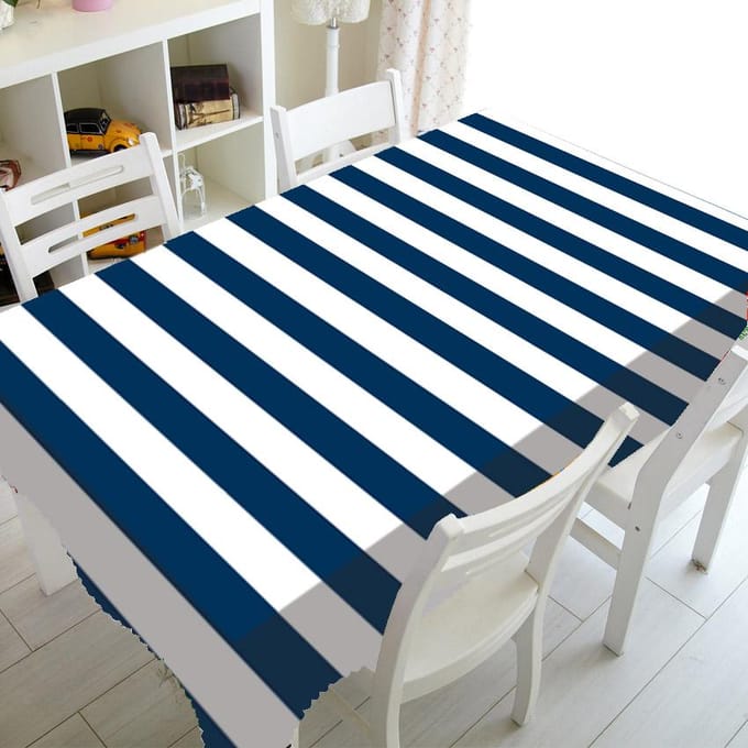Nappe de table basse à rayures bleues et blanches, décoration de mariage de cuisine de luxe, nappe imperméable 85-85cm