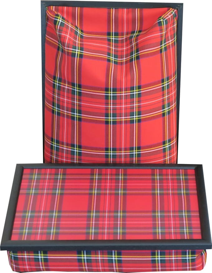 Laptray, Schoottafel, Schootkussen, Laptoptafel, Dienblad met kussen Rode Schotse Ruit