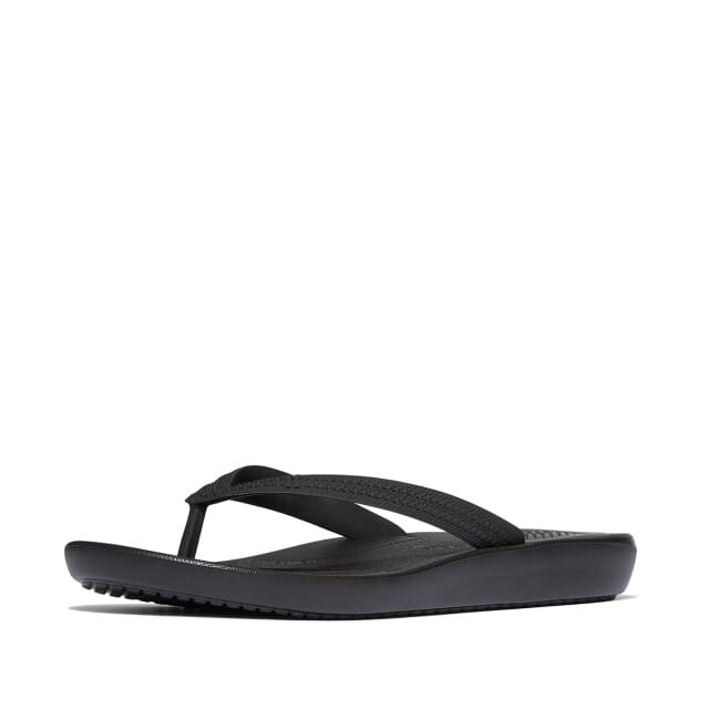 FitFlop Iqushion Mens Textured-Strap Flip-Flops Heren Slippers - Zwart
