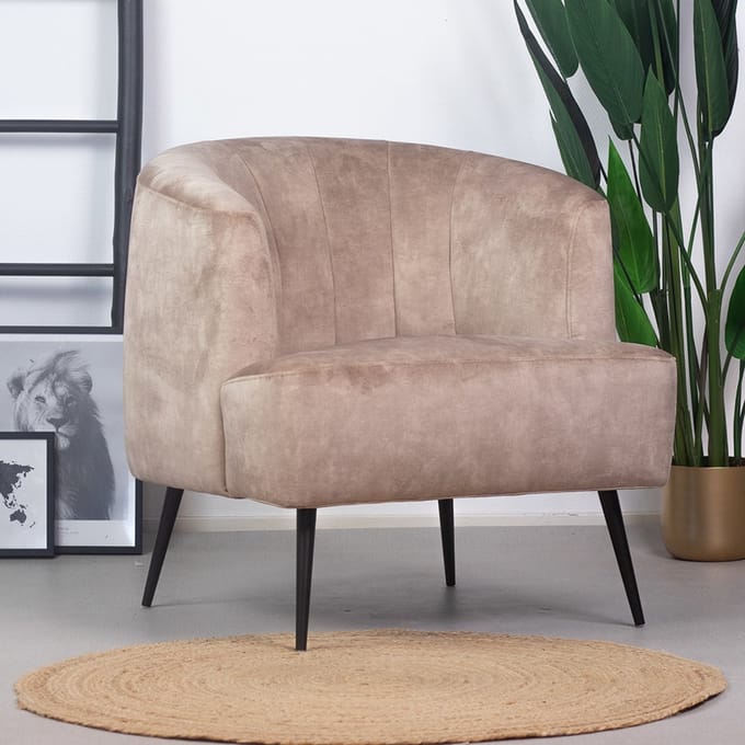 Bronx71® Velvet fauteuil Billy taupe