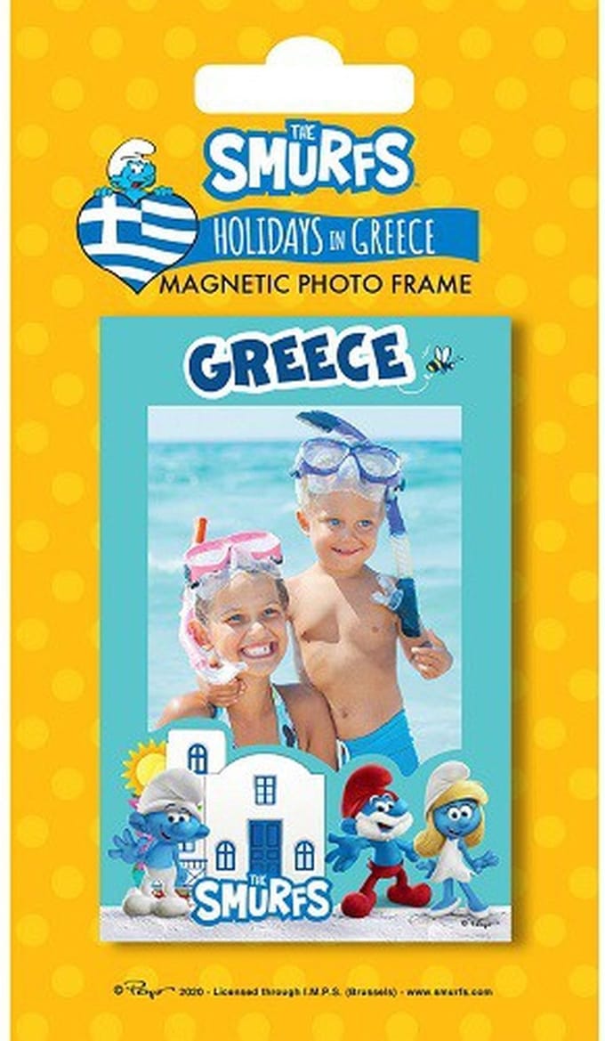 Fotolijstje - De Smurfen - Magnetisch - Holidays in Greece - 9x6cm
