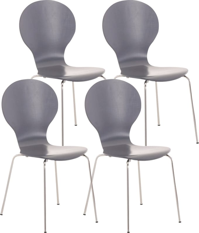 CLP Diego Set van 4 stapelstoelen Hout/grijs