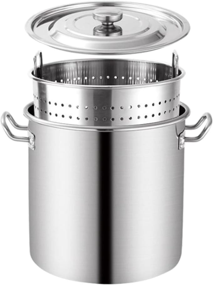 Grote Soeppan - Kookpan - Buiten Koken - Met Zeefmand - 20-90 Liter - Zilver