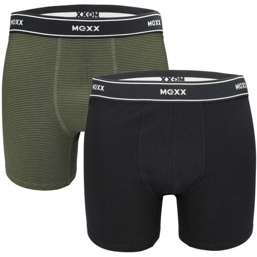 MEXX Heren boxer, 2-pack (Strepen/marineblauw/olijfgroen, M)