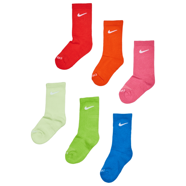 Nike Kids Crew 6 Pack Sokken Unisex - Geel - Maat 27 - 35 - Katoen