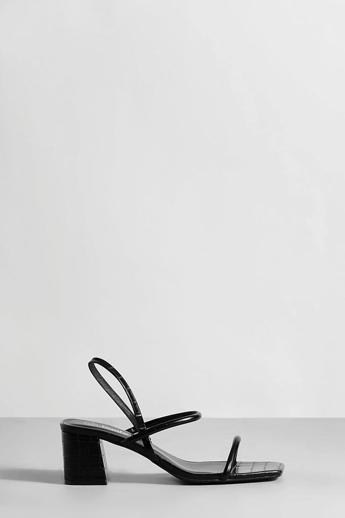 boohoo Dames Wide Fit Low Block Slingback Hakken | Zwart | Maat: 41