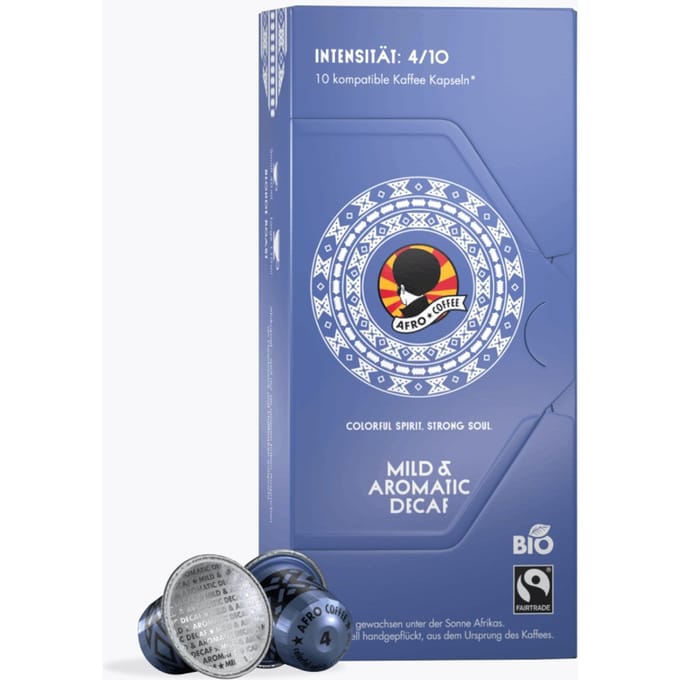 Afro Coffee 10 Koffiecapsules Mild & Aromatic Decaf Bio