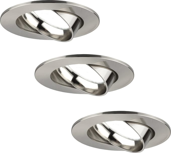Ledvion - 3X LED Inbouwspot Rio - RVS - Dimbaar - 3W - 6500K - Ø85 mm