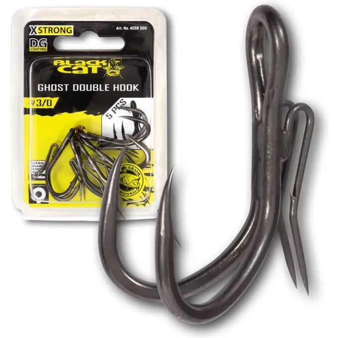 Black Cat Ghost Double Hook DG - DG Coating - Haakmaat 3/0 - 5 Stuks - Grijs