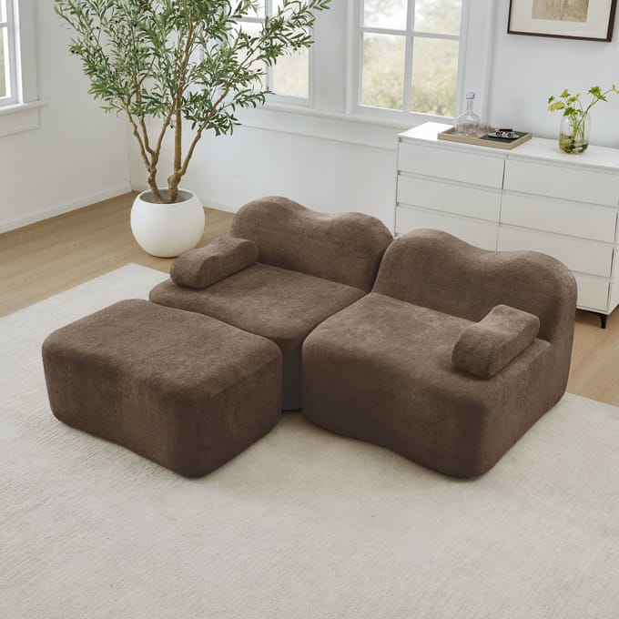 L-Vormige-2-Zits-Bank-Frameloos-Fluweel-Bruin-Met-Hocker