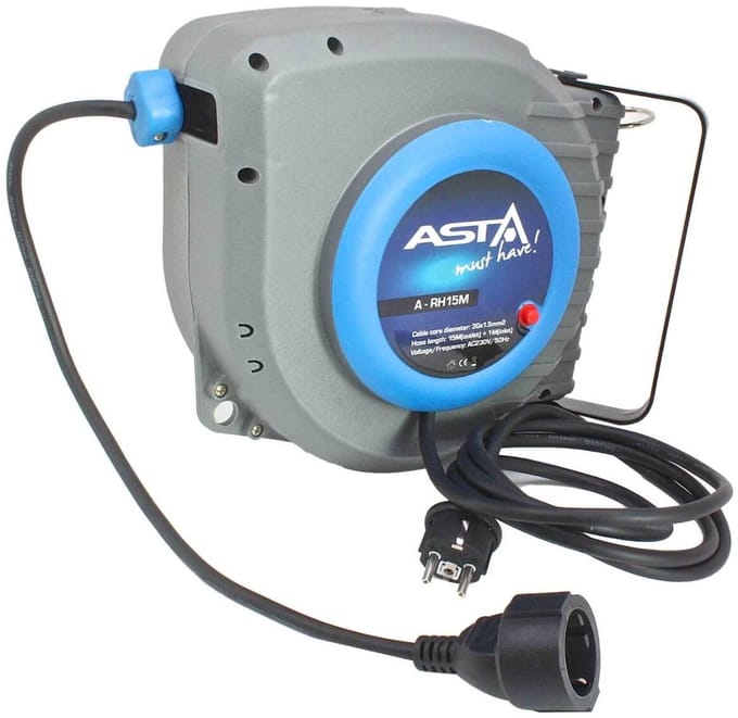 230 volt stroomhaspel 15 meter x 1.5mm2 - kabelhaspel automaat - kabel haspel - stroom haspel - asta