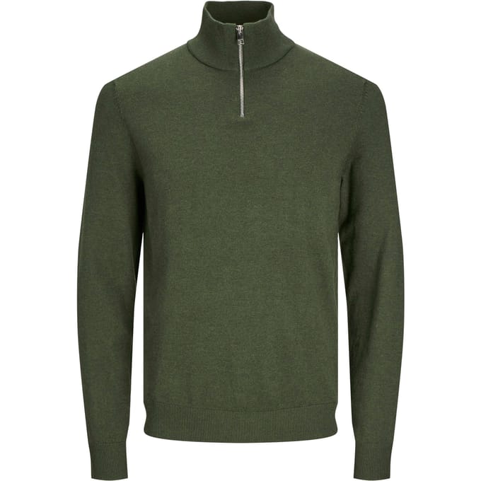 Jack & Jones - Heren Trui Emil Knit Half Zip - Groen - Maat S