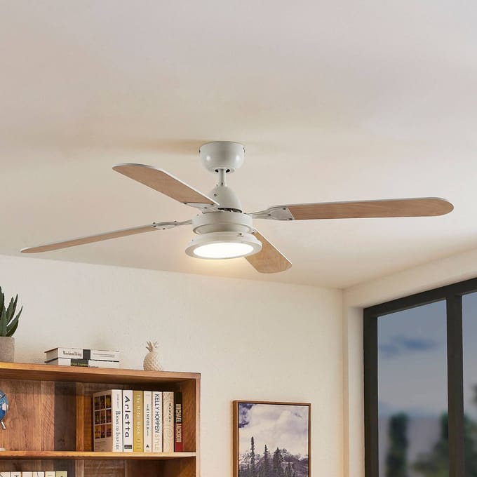 Lindby LED plafondventilator Tedric, wit, stil, Ø 133 cm