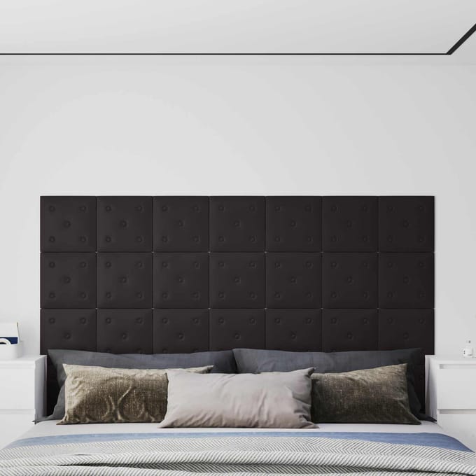 vidaXL - Wand - Hoofdbord - 12 - st - Zwart - Kunstleer