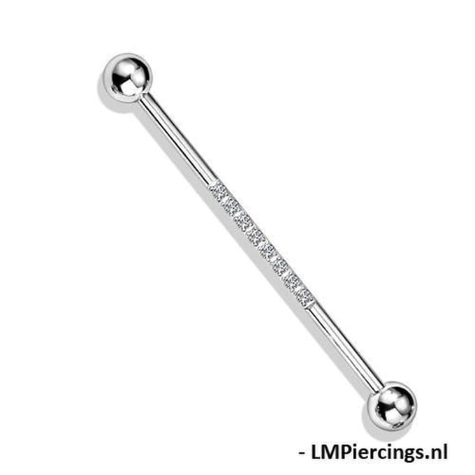 Industrial piercing PVD CNC prong-set - zilver - LMPiercings